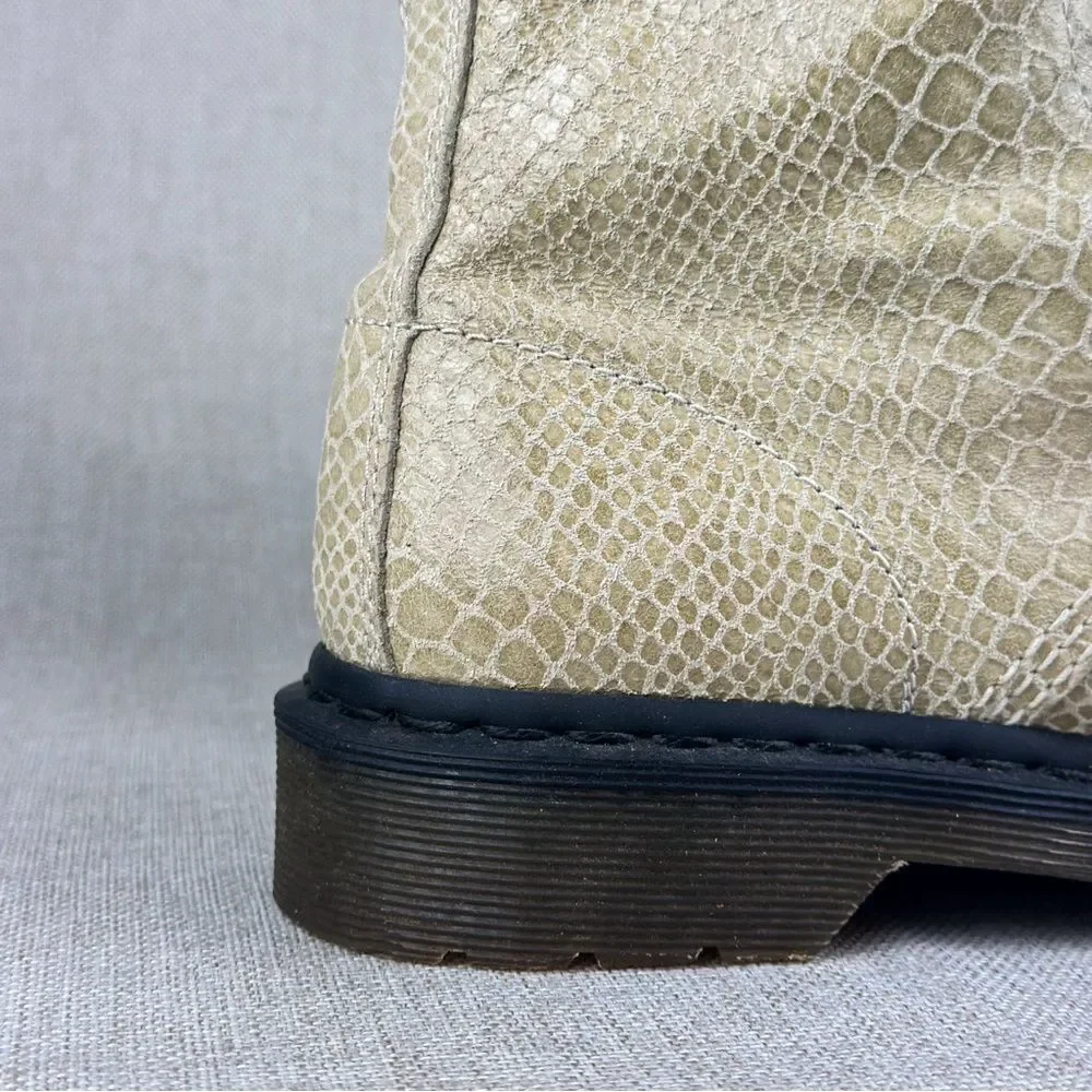 Dr. Martens Womens 1460W Tan Suede Snakeskin Combat Pascal Boots Size Women US 9 - Picture 10 of 16